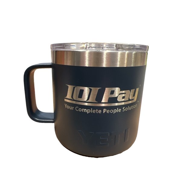 New Yeti 14oz Rambler Navy Blue With Company IOI Pay - Comes With Stickers - Picture 2 of 6